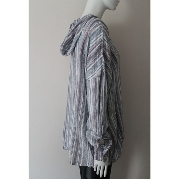 Free People x CP Shades Alex Stripe Hoodie Size Medium Lightweight Tunic - Picture 7 of 10